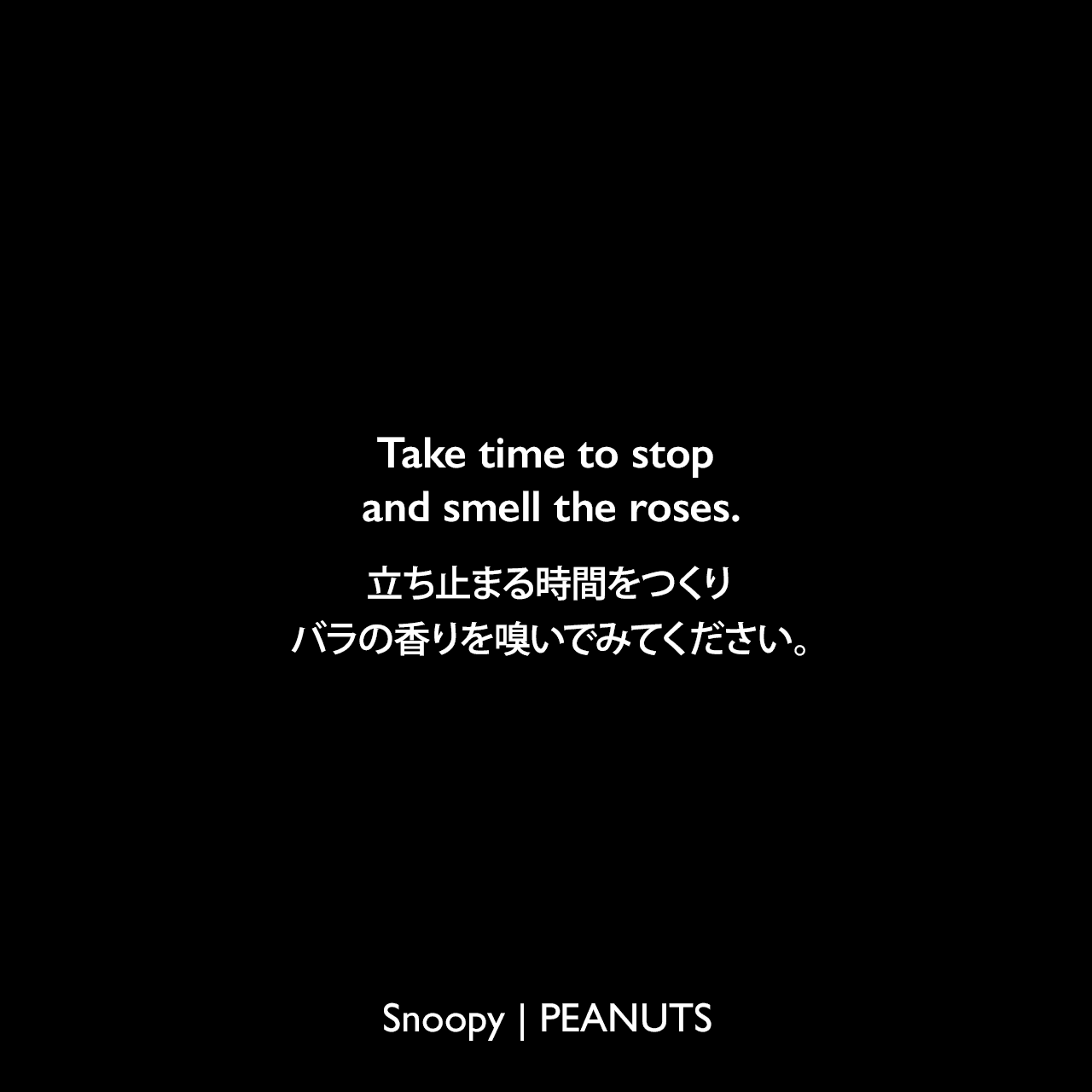Take time to stop and smell the roses.立ち止まる時間をつくりバラの香りを嗅いでみてください。Charles Monroe Schulz